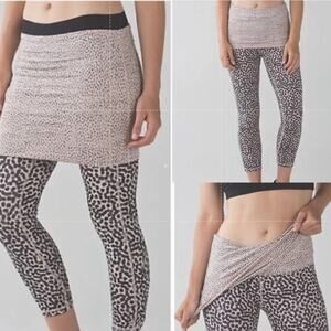 Lululemon Wunder Under SE Dance Roll Down Waist Leggings Skirt Ace Spot SZ 4